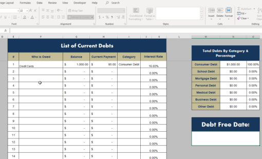 Financial Planning Worksheet - MS Excel - Image 3